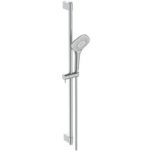 Brausekombination von Ideal Standard mit einem chromfarbenen Haltegriff und einer Handbrause. Die Halterung ist vertikal und ermöglicht verschiedene Höhenanpassungen der Brause.